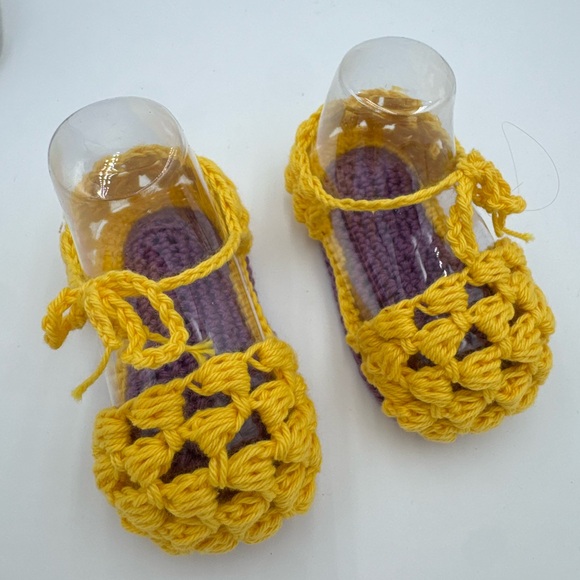 Other - Handmade Yellow and Purple Baby Crochet Shoes
